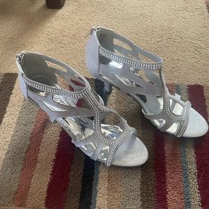 Silver beaded dress heels